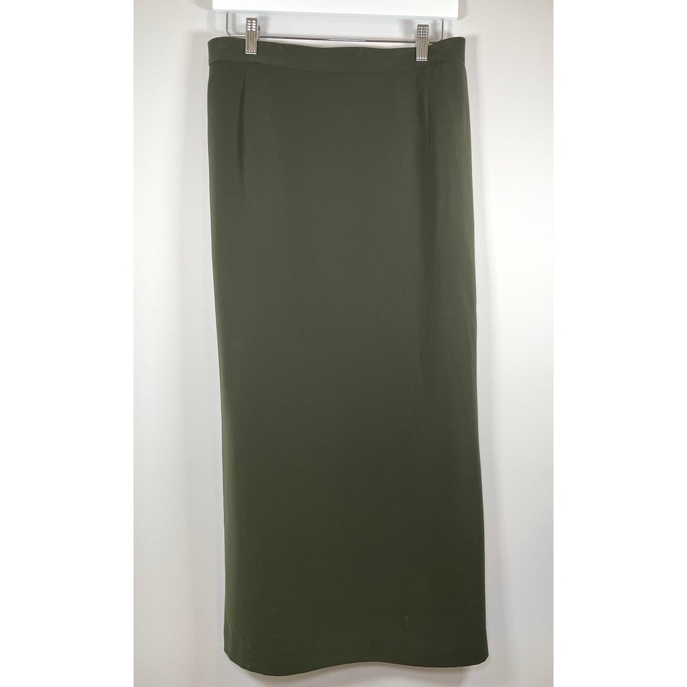 Caslon Skirt Size 18 Olive Green Maxi Long Lined Back Slit NWOT Y2K Style